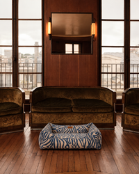 Chester & Lee | Velvet Sleeper Dog Bed Blue & White Animal Print
