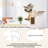 Wall-Mounted Cat Tower Cat Wall Shelves Furniture with Perch-Brown