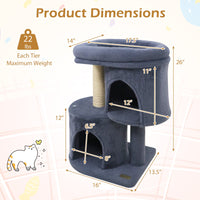 26 Inch Cat Tower with Large Padded Push Perch and Dual Condos