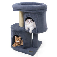 26 Inch Cat Tower with Large Padded Push Perch and Dual Condos