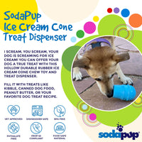 Ice Cream Cone Rubber Dog Chew Toy | Treat Dispenser | USA Made | SodaPup
