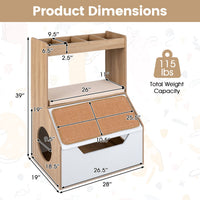 Hidden Cat Litter Box Cabinet with Scratching Pad & Cushion