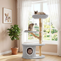 41-Inch Cat Tower with Real Wood Branches & Scratching Posts