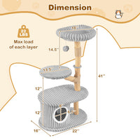 41-Inch Cat Tower with Real Wood Branches & Scratching Posts