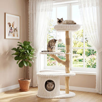 41-Inch Cat Tower with Real Wood Branches & Scratching Posts