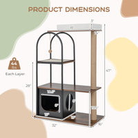 47 Inch Tall Cat Tree Tower Top Perch Cat Bed with Metal Frame