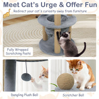 47 Inches Tall Cat Tower with Cat Nest and Scratching Posts-Gray
