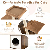 53 Inch Cat Tree with Condo and Swing Tunnel