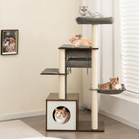 53 Inch Cat Tree with Condo and Swing Tunnel