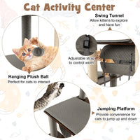 53 Inch Cat Tree with Condo and Swing Tunnel
