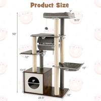 53 Inch Cat Tree with Condo and Swing Tunnel