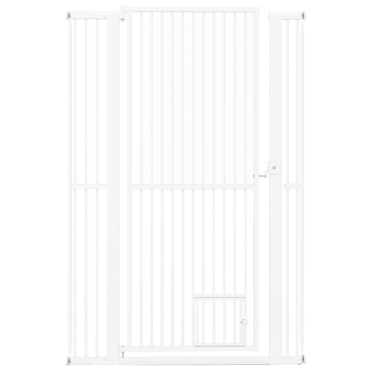 59" Extra Tall Pet Gate Heavy-Duty Metal Cat Gate with Wide Opening-White