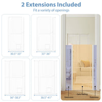 59" Extra Tall Pet Gate Heavy-Duty Metal Cat Gate with Wide Opening-White