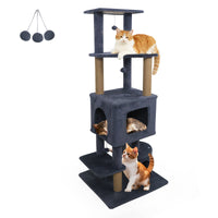 64 Inch Tall Cat Tree with 2 Large Condos and Jute Scratching Posts for Indoor Adult Cats