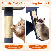 65 Inch Tall Multi-level Cat Tree with 3 Upholstered Perch and 2 Cat Condos