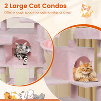 65 Inch Tall Multi-level Cat Tree with 3 Upholstered Perch and 2 Cat Condos
