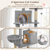 80 Inches Tall Cat Tree with 2 Large Condos and Dangling Toys