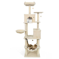 80 Inches Tall Cat Tree with 2 Large Condos and Dangling Toys