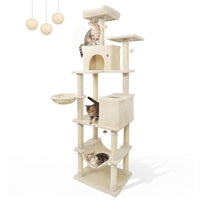 80 Inches Tall Cat Tree with 2 Large Condos and Dangling Toys