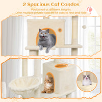 80 Inches Tall Cat Tree with 2 Large Condos and Dangling Toys