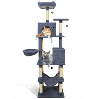 80 Inches Tall Cat Tree with 2 Large Condos and Dangling Toys