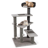 93 CM Tall Cat Tree Kitten Tower with Sisal and Jute Scratching Posts-Gray