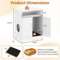 Cat Litter Box Enclosure Wooden Hidden Pet Washroom Furniture-White
