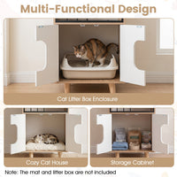 Cat Litter Box Enclosure with Shelf and Double Doors