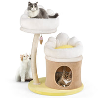 Cat Tree Small Cat Tower with 2 Removable and Washable Perches-White