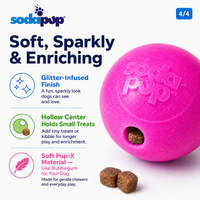 Glitter Ball Dog Toy | Soft PUP-X Rubber Floating Fetch Ball with Treat Dispenser | USA Made