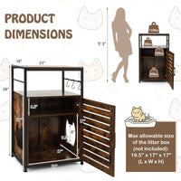 Cat Litter Box Enclosure with Louvered Door and 3-Tier Shelf