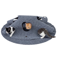 Interactive Foldable Cat Tunnel for Indoor Cats 40" Round Large Enrichment Play Felt Mat