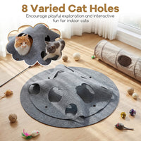 Interactive Foldable Cat Tunnel for Indoor Cats 40" Round Large Enrichment Play Felt Mat