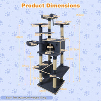 Large Cat Tree for Indoor Cats 63" Tall Cat Tower