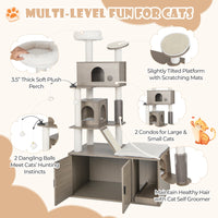 Cat Tree with Litter Box Enclosure for Indoor Cats-Gray