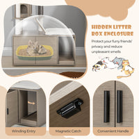 Cat Tree with Litter Box Enclosure for Indoor Cats-Gray