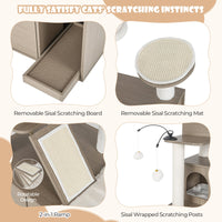 Cat Tree with Litter Box Enclosure for Indoor Cats-Gray