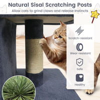 Modern Cat Tree Space-saving Cat Tower with Upholstered Perch and 2 Cat Condos