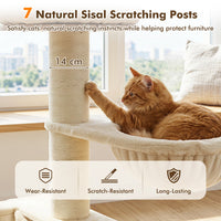 75.5" Tall Cat Tree with Sisal Posts, Hammock & Basket