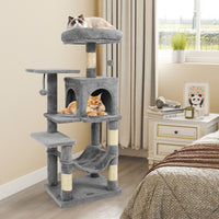 Multi-Level Cat Tower with 2-Door Condo and Padded Top Perch