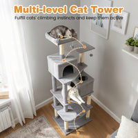 Multi-level Cat Tree Modern Cat Tower with Upholstered Perch and 2 Cat Condo