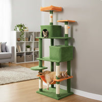 Multi-level Cat Tree Modern Cat Tower with Upholstered Perch and 2 Cat Condo