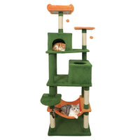 Multi-level Cat Tree Modern Cat Tower with Upholstered Perch and 2 Cat Condo