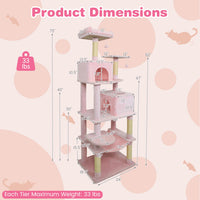 Multi-level Cat Tree Modern Cat Tower with Upholstered Perch and 2 Cat Condo