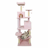 Multi-level Cat Tree Modern Cat Tower with Upholstered Perch and 2 Cat Condo