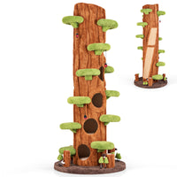 90.5 Inch Tall Multifunctional Cat Tree with Private Condos for Indoor Cats-Brown