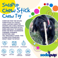 Durable Nylon Glow in the Dark Chew Stick for Power Chewers | USA Made | SodaPup