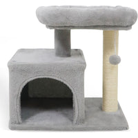 Small Cat Tree with Large Padded Plush Perch for Indoor Cats