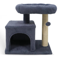 Small Cat Tree with Large Padded Plush Perch for Indoor Cats