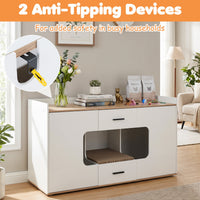 Cat House Cabinet with Litter Box Storage and Drawers